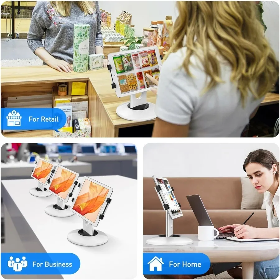 AboveTEK Quiosco al dettaglio Supporto per iPad Supporto per tablet POS commerciale rotante a 360 gradi Adatto a 613 schermi iPad mini ProBusiness Tablet girevole