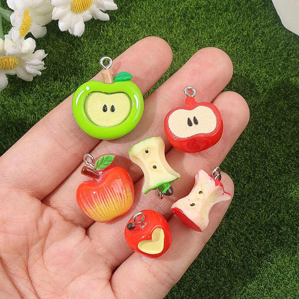 2/8/18pcs RedGreen Apple Shaped Pendants in VariousStyles,DIY NecklacesEarrings,Valentine's DayChristmasHalloweenGiftAccessories