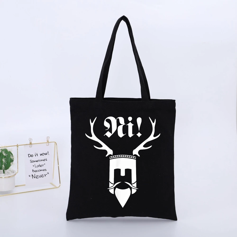 Deer Antler and Mustache Graphic Canvas Tote Bag, Urban Style for Daily Shopping
