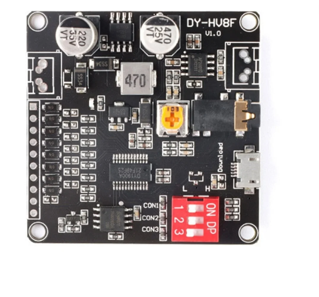 

HV8F voice playback module 12V/24V one-to-one trigger serial port control playback 10W/20W voice module