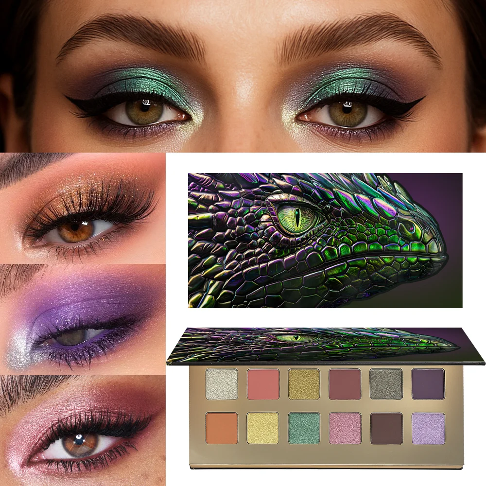 Palette de fards à paupières caméléon 12 couleurs, paysage de couleurs élevé, mat et scintillant, imperméable et résistant à la sueur, parfaite pour les scène et les parties