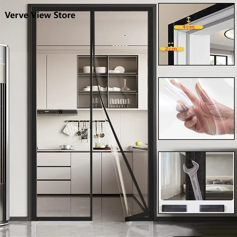 

Transparent air conditioning door curtain, windproof and anti cold transparent curtain, kitchen partition curtain oil fume proof