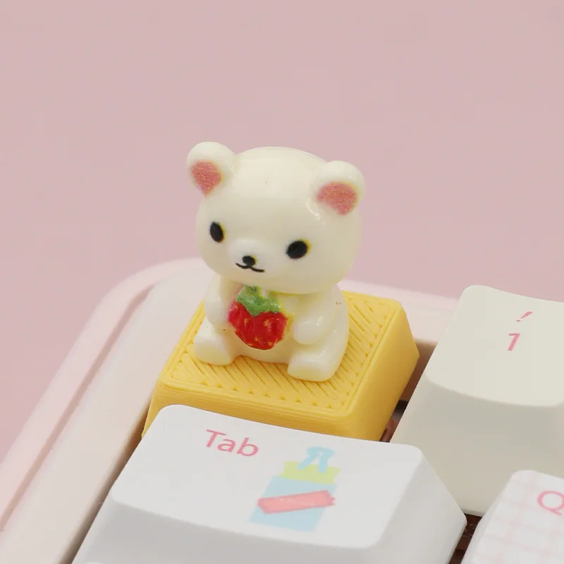 1pcs Resin Bear Personalized Peripheral Handmade 3D Keycaps Creative Handmade 3D Shaped Keycaps