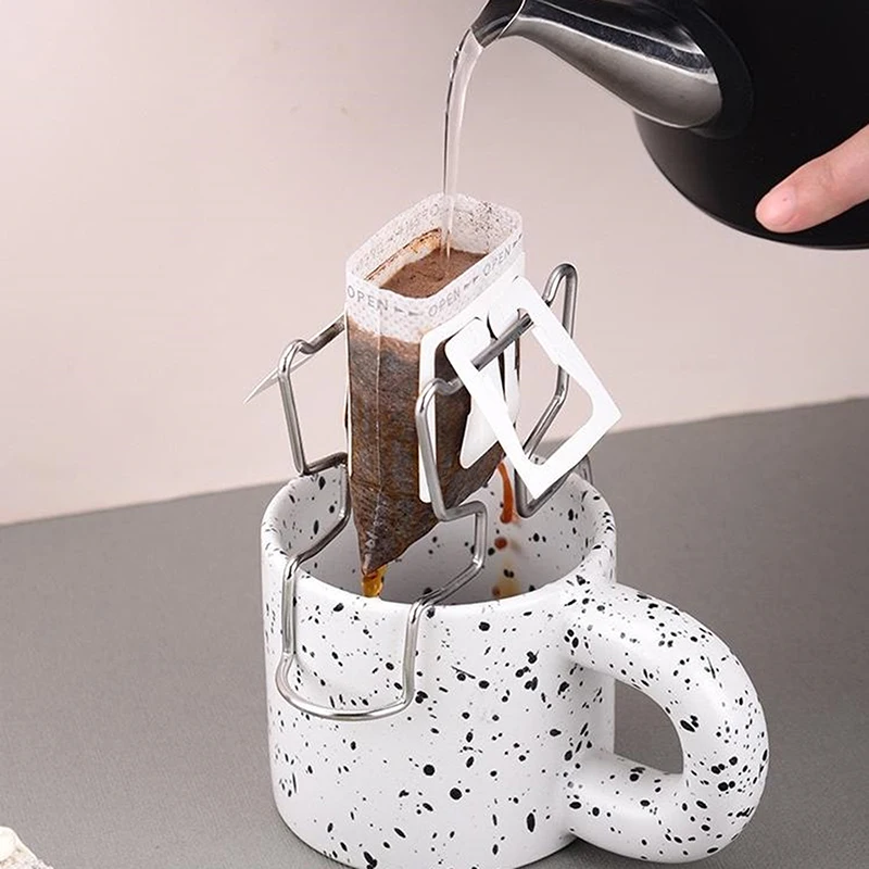 Stainless Steel Reusable Coffee Cup Drip Basket Filter Paper Bag Holder Japanese Style Headphone Drip Bag Holder