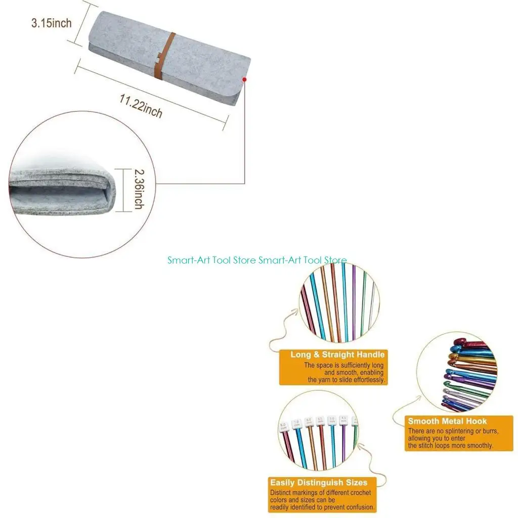 

E1PB 12 Tunisian Crochet Hook with Cable 11 Long Aluminum Afghan Hook Needle Set