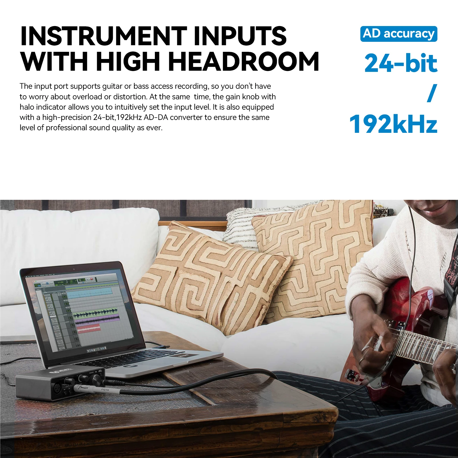 Interfaccia audio USB Debra 2e2s, scheda audio 24 bit/192 kHz con alimentazione phantom 48 V, doppia uscite TRS Connettività di tipo C per studio