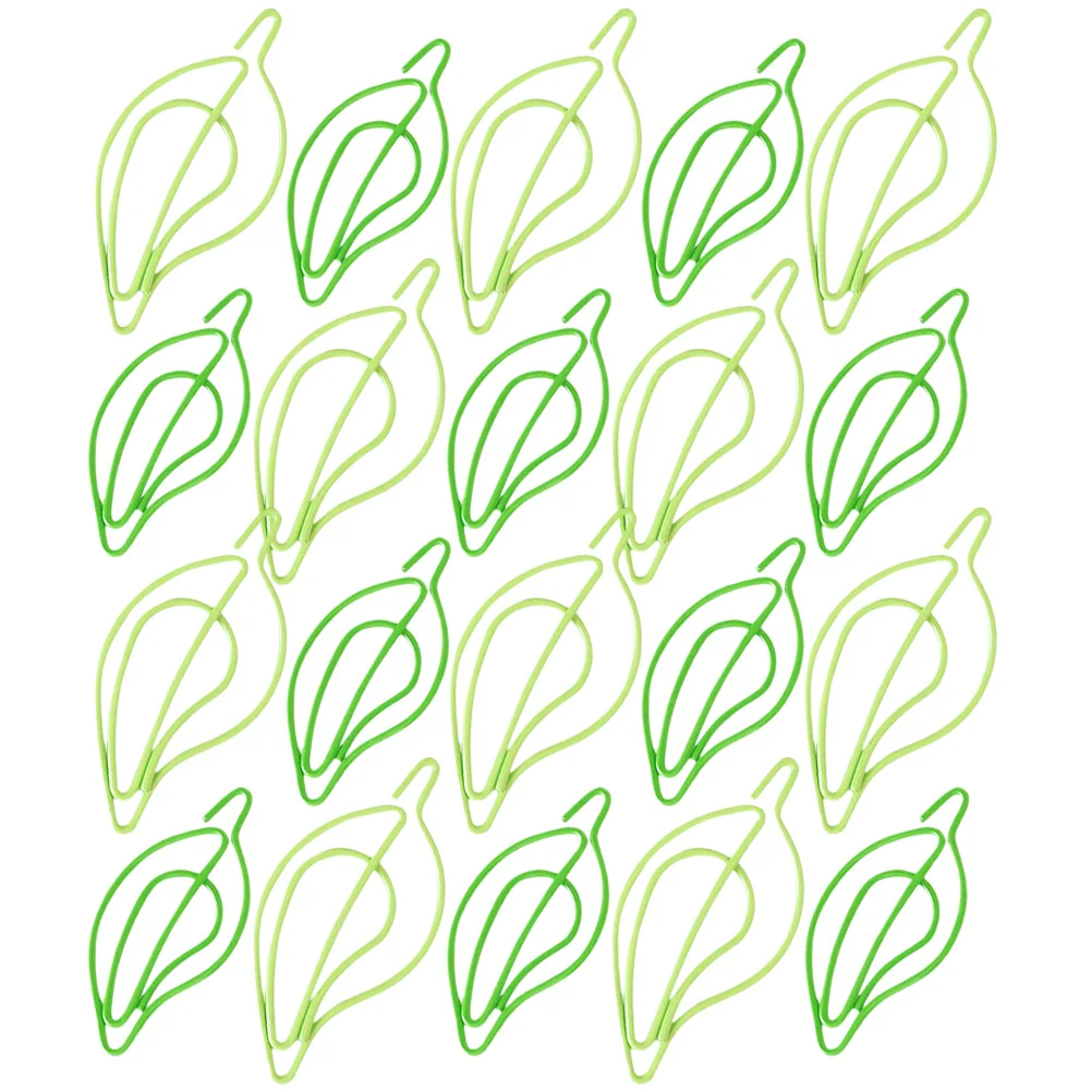 

30pcs Shaped Paper Clips Creative Office Supplies Small Green Metal Clamps For Leaf Shaped Paper Clips Paperwork Organization