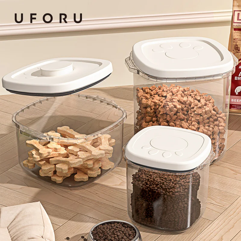 UFORU Cat food storage bucket Sealed dog food bucket Moisture-proof vacuum storage bucket Household pet food snacks storage box