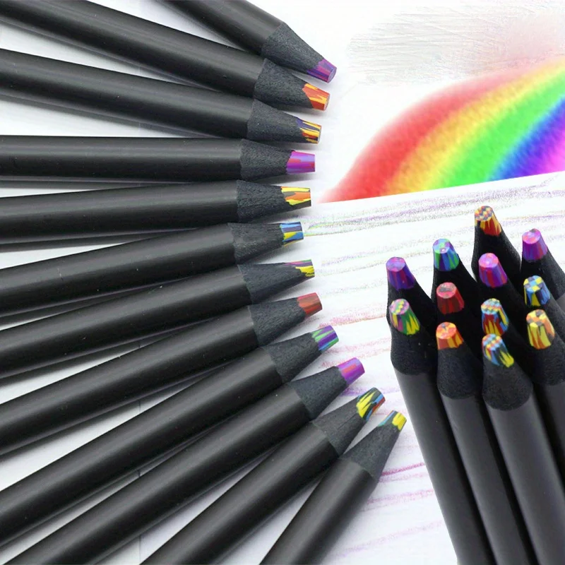 12 Pack Premium Rainbow Colored Pencils - Magic Gradient Multicolor Drawing Pencils Art Sketching Stationery - Smooth Writing