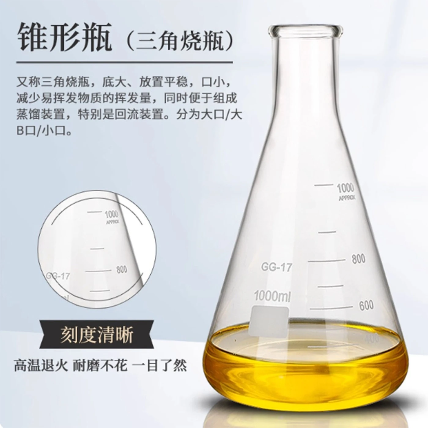 100-300ml Wide Mouth Conical Glass Bottle Lab Triangular Flask for Experiment Use (Excluding Bottle Stopper)