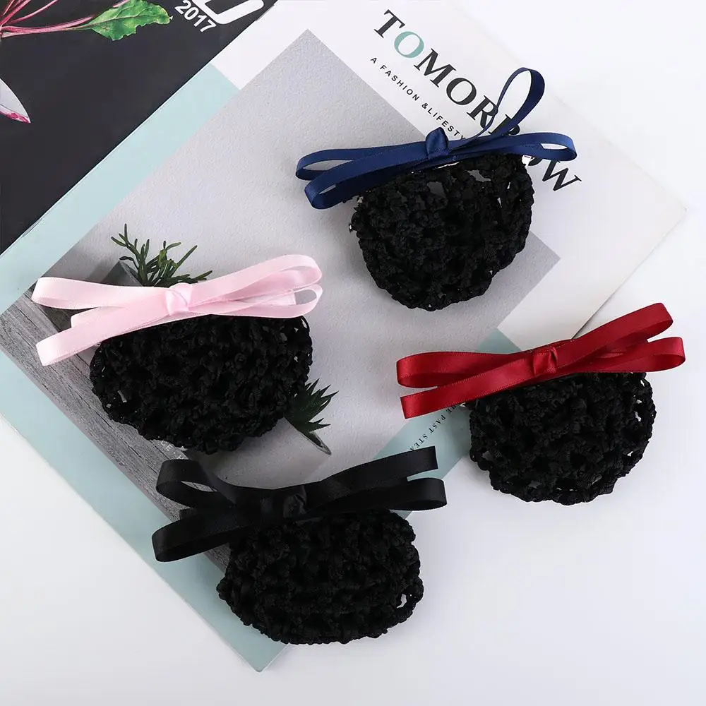 Office Hair Net Nurse Lady Dance Headdress Bow Ponytail Clip Hairgrips Cover Net Korean Bun Snood Women Spring Clips