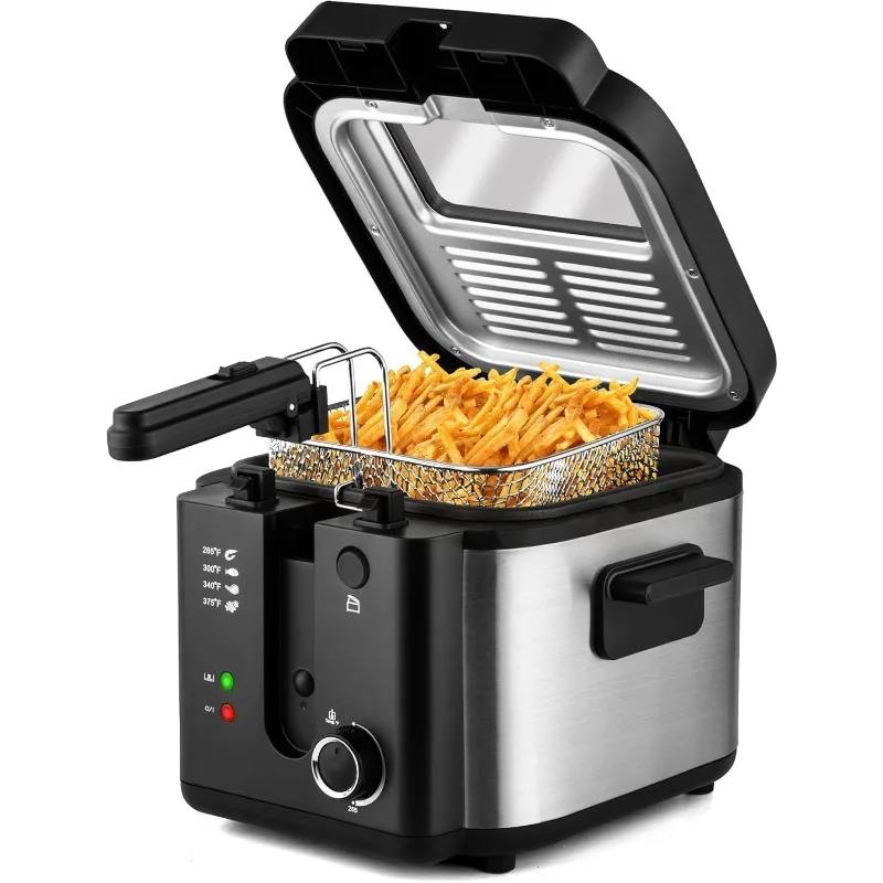 

Deep Fryer with Basket, 1500W for Home Use with Temperature Control, Removable Lid and 2.5L Non-Stick Inner Pot Easy to Clean