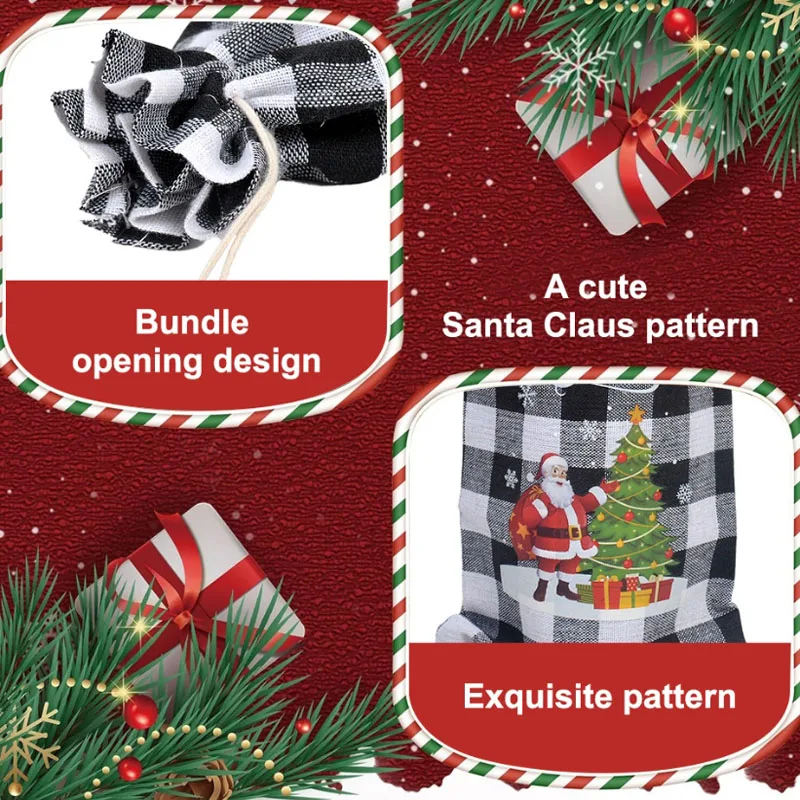 20pcs/lot 15*35cm (5.9*13.8in) Christmas Theme Wine Bottle Packaging Bag Festive Party Drawstring Gift Bags Pouches