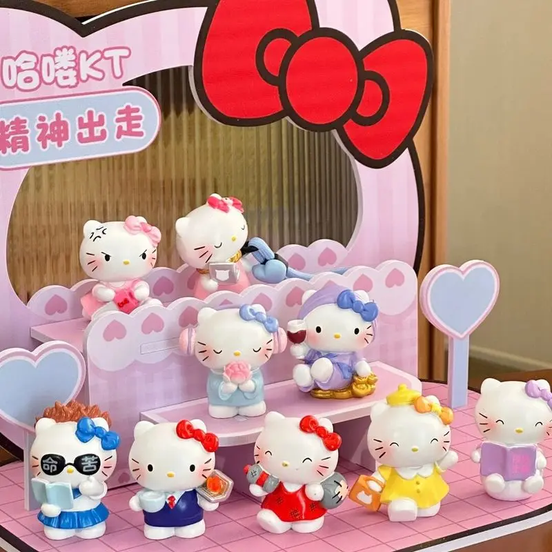 Halo Kt Kitty Blind Box Mental Out Series Figurine Desktop Decoration Office Desk Ornament Cute Gift For Female Friends