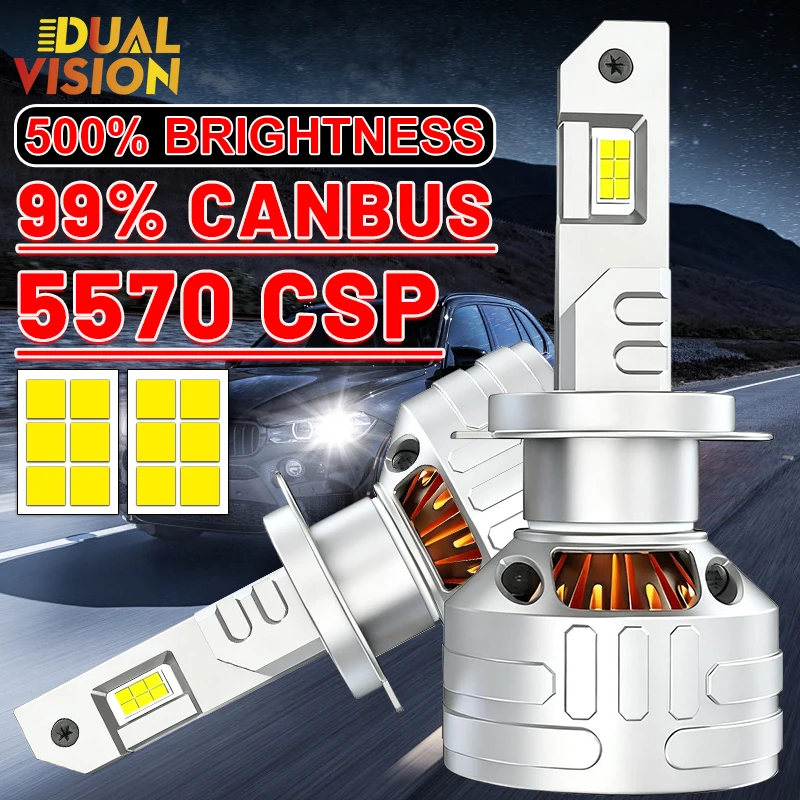 

Dualvision H4 H7 H11 LED CANBUS 4K3 6K Светодиодные автомобильные фары H1 H8 H9 9005 HB3 9006 HB4 9012 HIR2 Hi/Lo Beam Авто противотуманные фары 12V