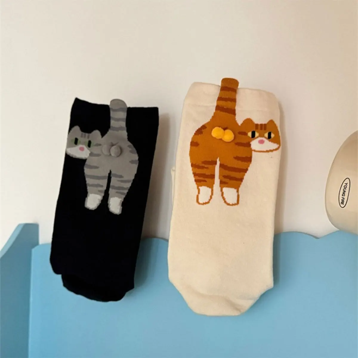 4 أزواج من الجوارب اللطيفة على شكل قطة كرتونية للنساء |   جوارب صغيرة ناعمة وجيدة التهوية، جوارب كاجوال - سلسلة جورب ممتعة