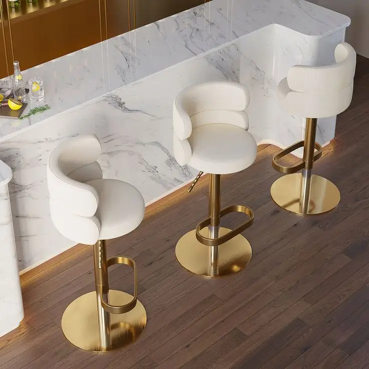 

China Manufacturer Hot Selling High Foot Chair Gold Stainless Steel Restaurant Dining Bar Chair