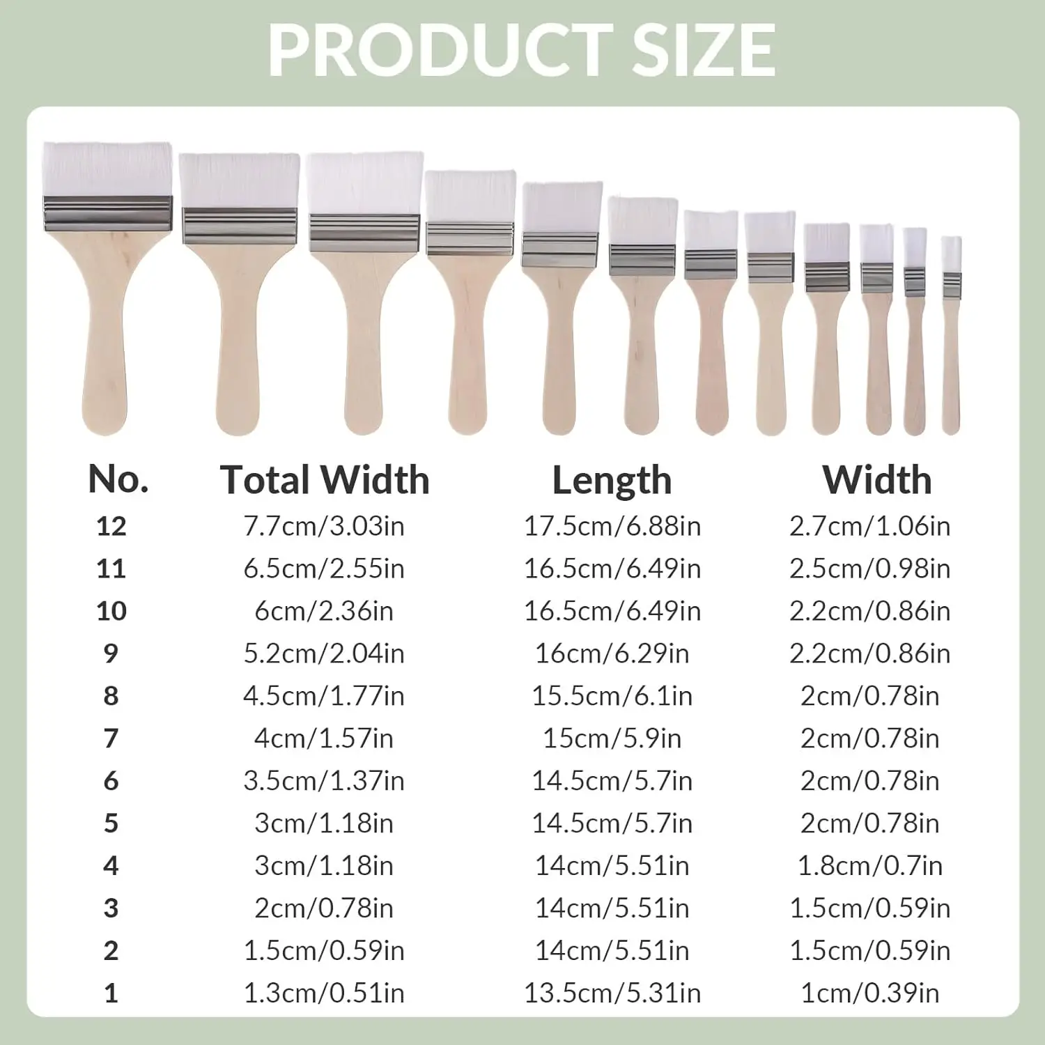 12 pcs art brush set, various sizes nylon bristle brush wooden handle suitable for acrylic, varnish, watercolor painting, artist