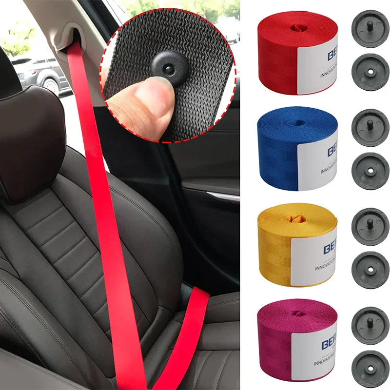 

3.6M Car Seat Belt Webbing Lap Universal Multicolored Seatbelts with Seatbelt Stopper Buckle Auto Interior Accessories