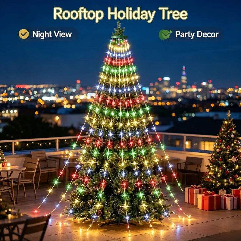 Warm Ambient Christmas Light String Tree Living Room Home Decor New Year Celebration Lighting USB Battery Operated Hanging