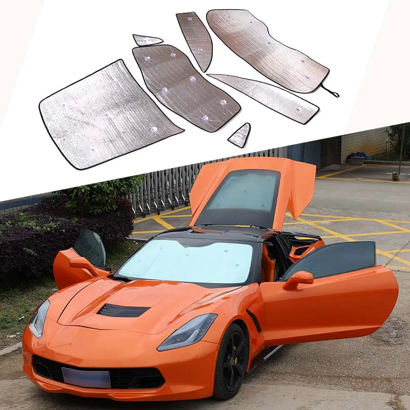 

For Chevrolet Corvette C7 2014-2019 Car Front Rear Side Windshield Sunshade Full Window Glass Sun Protection Parasol Accessories