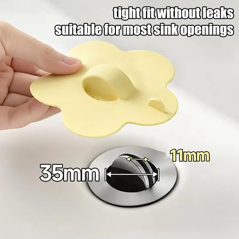Flower Shaped Kitchen Sink Drain Plug Silicone Stopper with Hair Filter for Washbasin Bathroom Drains Cleaner