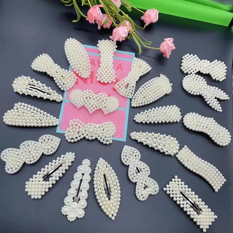 2/5/15pcs Fashion Sweet Flower Hair Clips Multifunctional Pearl Bangs Hair Clips Side Clips Duckbill Clips Hair Accessories