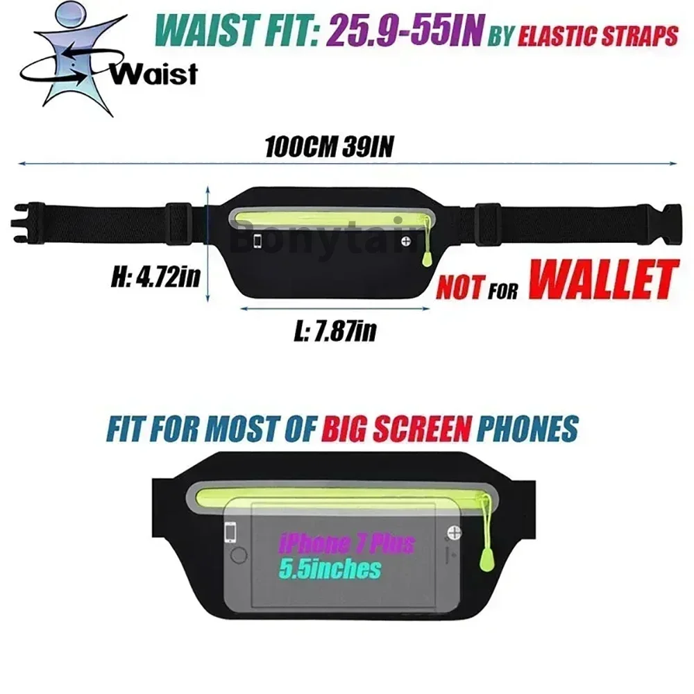 Outdoor Fitness Ultra-thin Mobile Phone Waist Bag Elastic Sports Running Bag Waterproof Close-fitting Coin Card Holder Belt Bag