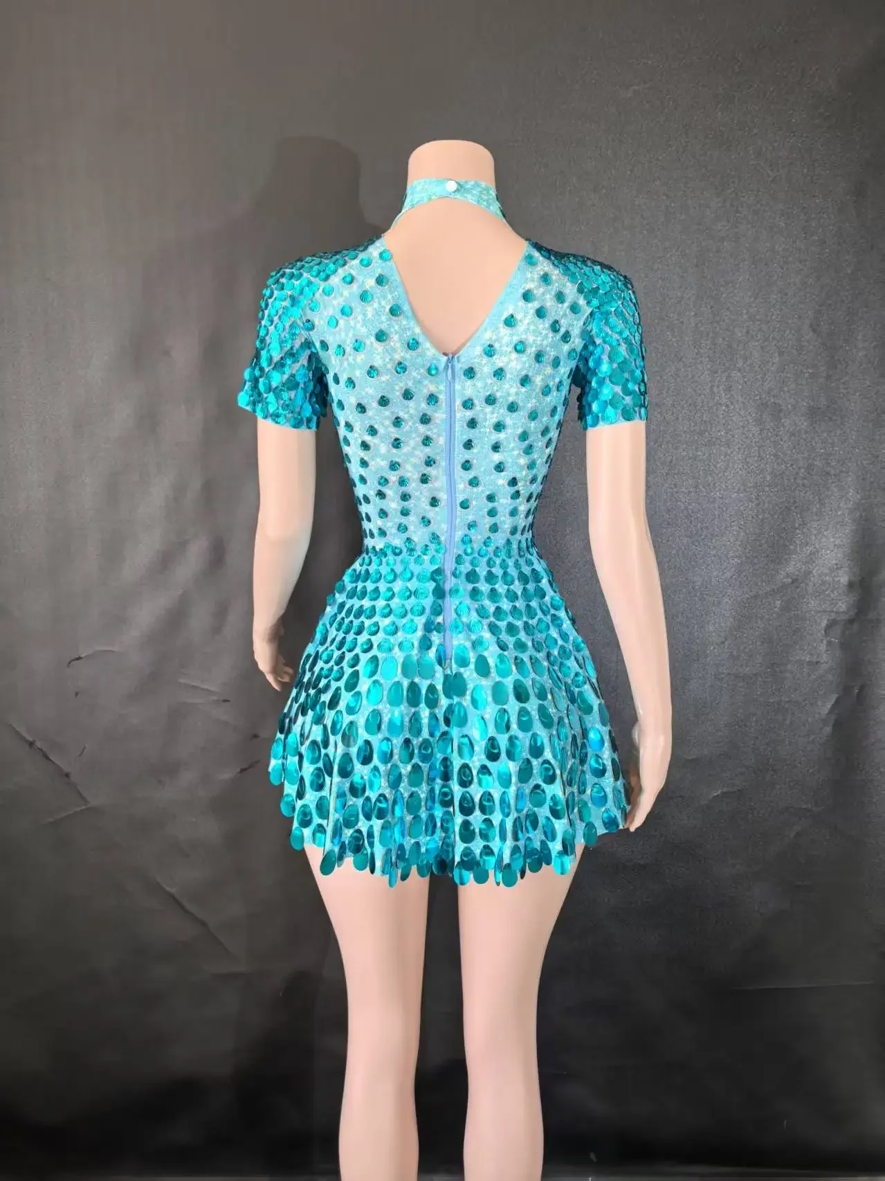 

Leotard Shining Lovely SequinsMini Dress Costume Celebrate RhinestoneBodysuit Birthday Silver Dresses 7G