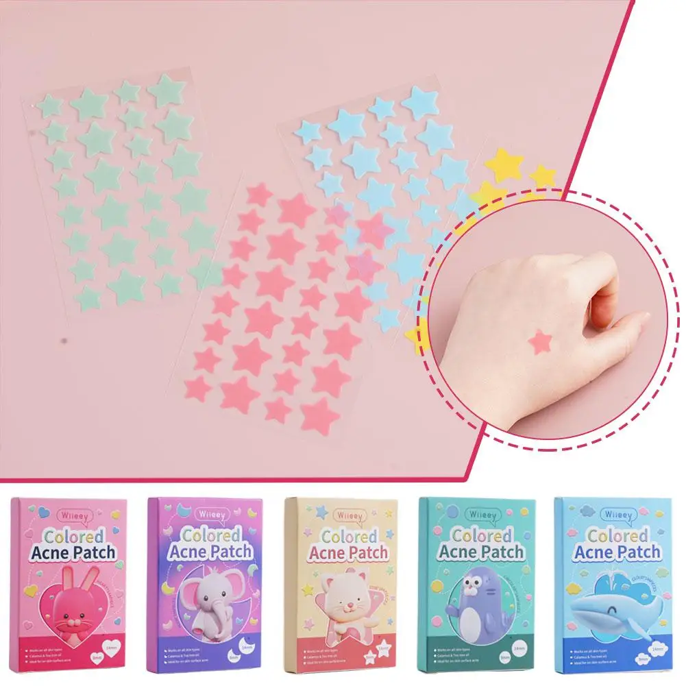 144/180pc Colorful Cute Star Heart Shaped Treatment Sticker Invisible Acne Cover Removal Pimple Patch Skin Care