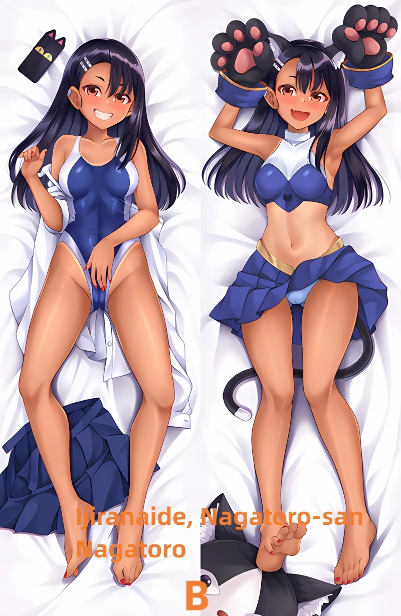 Dakimakura Anime Pillow Case Ijiranaide, Nagatoro-san Nagatoro Double-sided Print Of Life-size Body Pillowcase Can be Customized