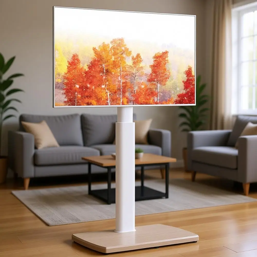 

Белая деревянная тумба под телевизор для экранов 32-70 дюймов: высокая, прочная, экономит место для гостиной или спальни