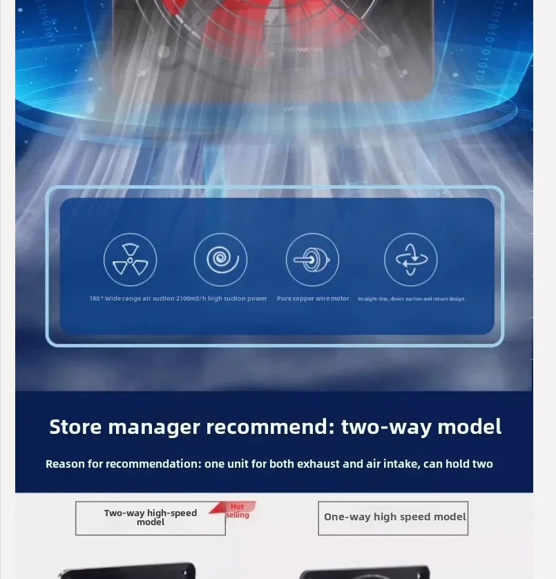 

220V Powerful Kitchen Exhaust Fan with High Performance Smoke Extractor Strong Ventilation Machine for Household Use CZ