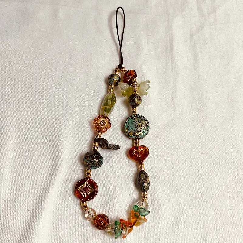 Fashion Women Beaded Phone Charm Strap Ins Wrist Hanging Ornament Phone Case Keychain CCD Camera Anti-Lost Lanyard - náhled 2