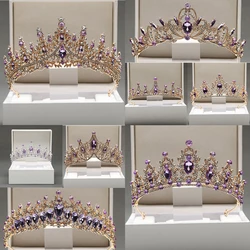 Itacazzo Bridal Headwear Crown Purple Tiras Suitable for Women's Wedding, Girls' Birthday Party (Excluding Box Props)