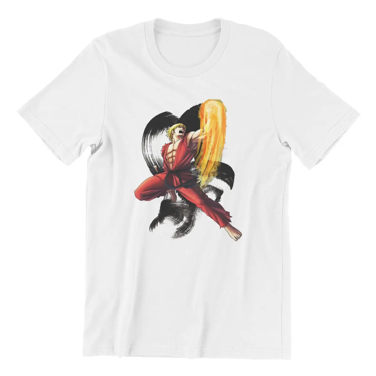 Ken Masters 100% Cotton printed vintage Street Fighter t shirt  Retro Arcade game mens clothes Plus size Graphic shirts