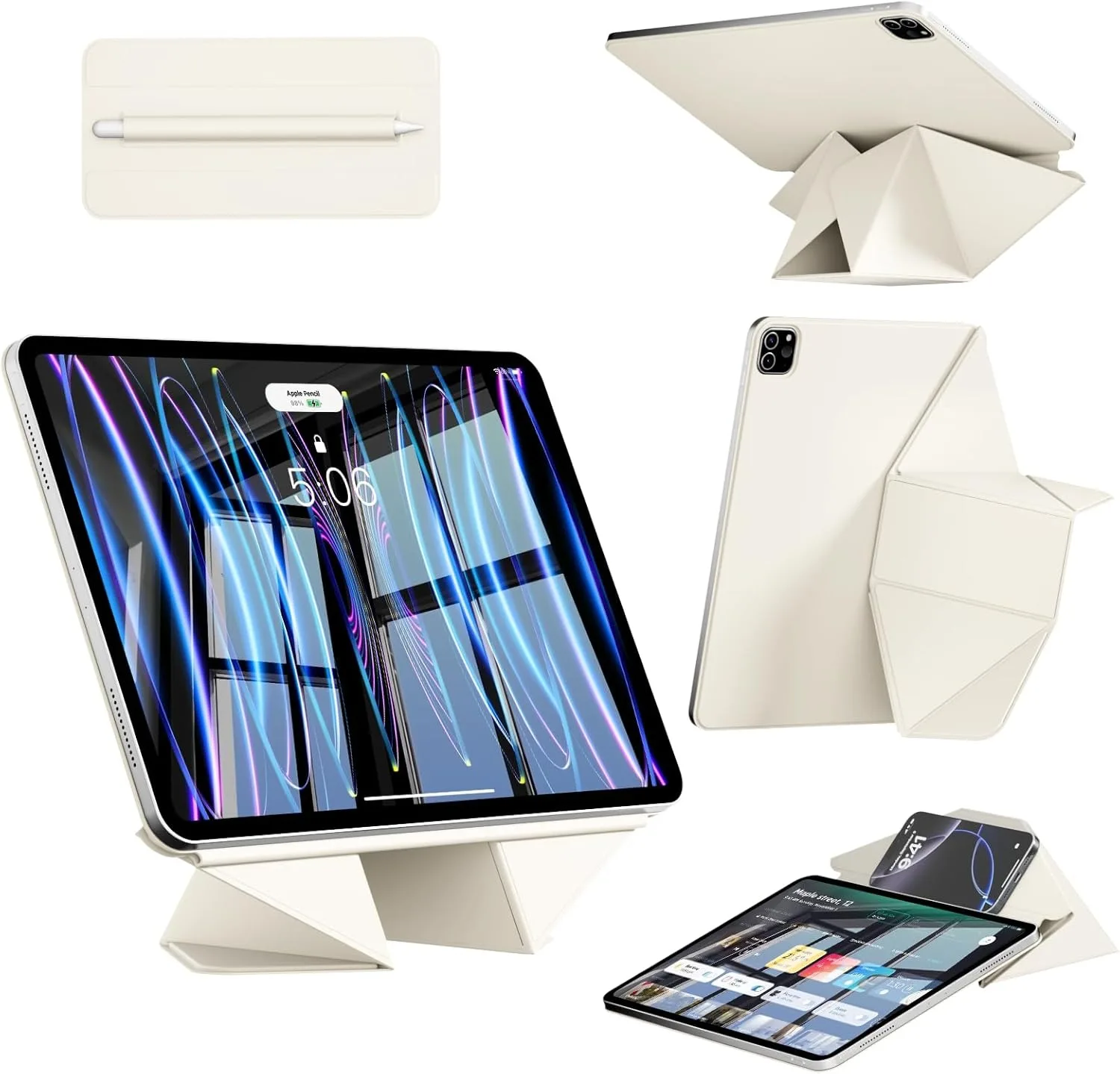 ZOYU Magnetic Elevated Case iPad Pro 11 12.9 13/Air 4/5/6/7/8/Mini 6/7/11/10th Gen, Removable Shockproof Protector with Buckle