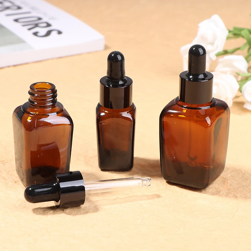 5-100ml Square Glass Dropper Bottle With Eye Pipette Empty Amber Aromatherapy Essential Oils Bottle Container Portable travel