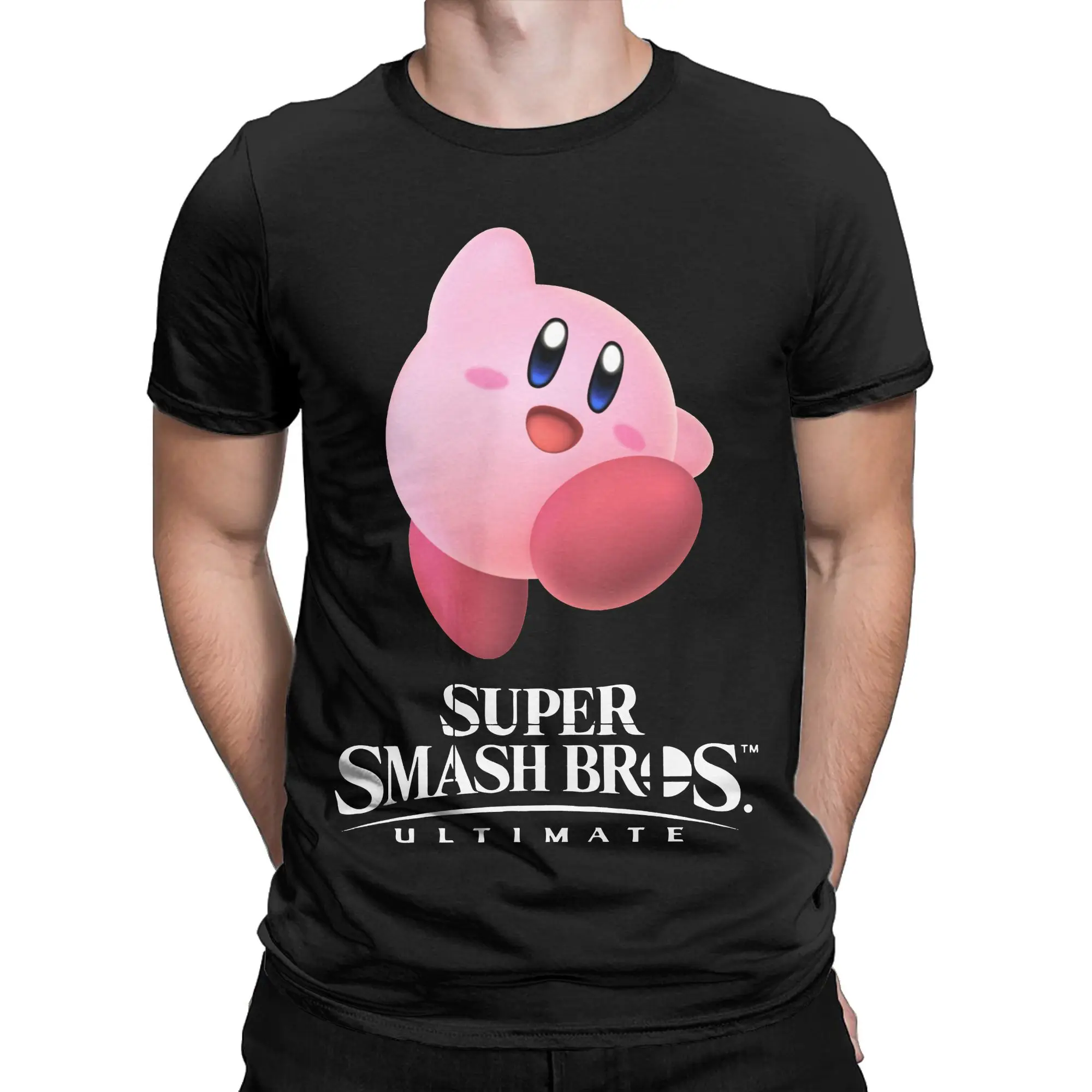 Kirbys Super Smash Bros. Ultimate Tshirts Men 100%Cotton Clothes Print Nostalgia Childhood ACT Game Round Neck Short Sleeve