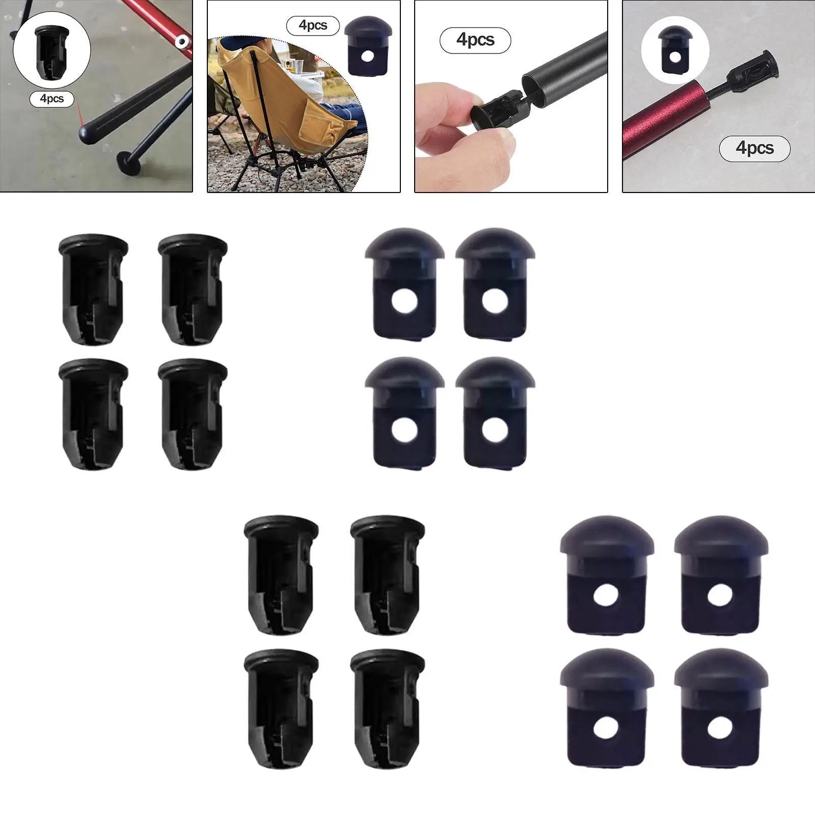 

4Pcs Chair Tube Insert Plug Furniture Glides Equipment Floor Protector Stool Feet Stopper for Fishing Camping Outdoor Picnics