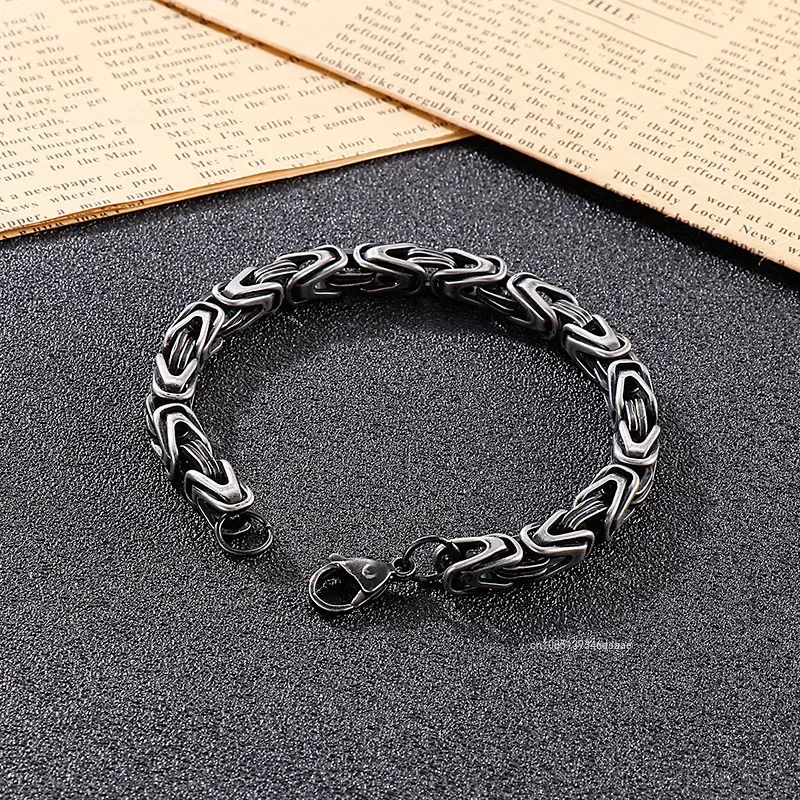 Punk Titanium Steel Bracelet Men Women Wristband 4mm Sliver Color Male Hand Chain Link Bracelet Hip Hop Jewelry