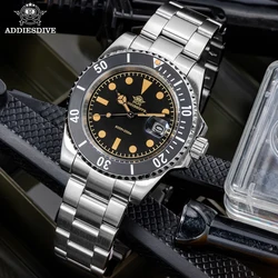 ADDIESDIVE Luminous Quartz Watch 200m Waterproof Steel WristWatches Calendar Retro Luxury Diving Business Analog Watches for Men