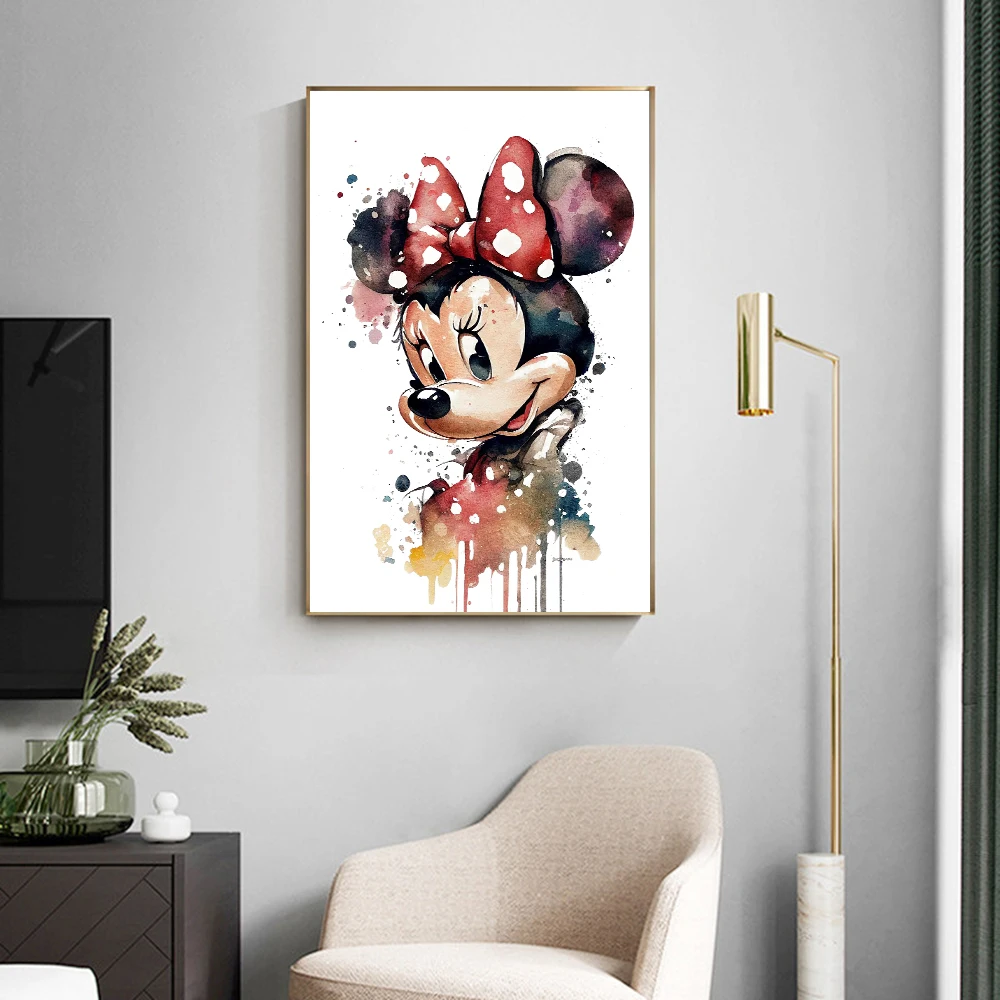 

Minnie Mouse Print Poster Disney Minnie Mouse Watercolor Wall Art Print Canvas Painting Print Art Poster Girl Room Home Decor