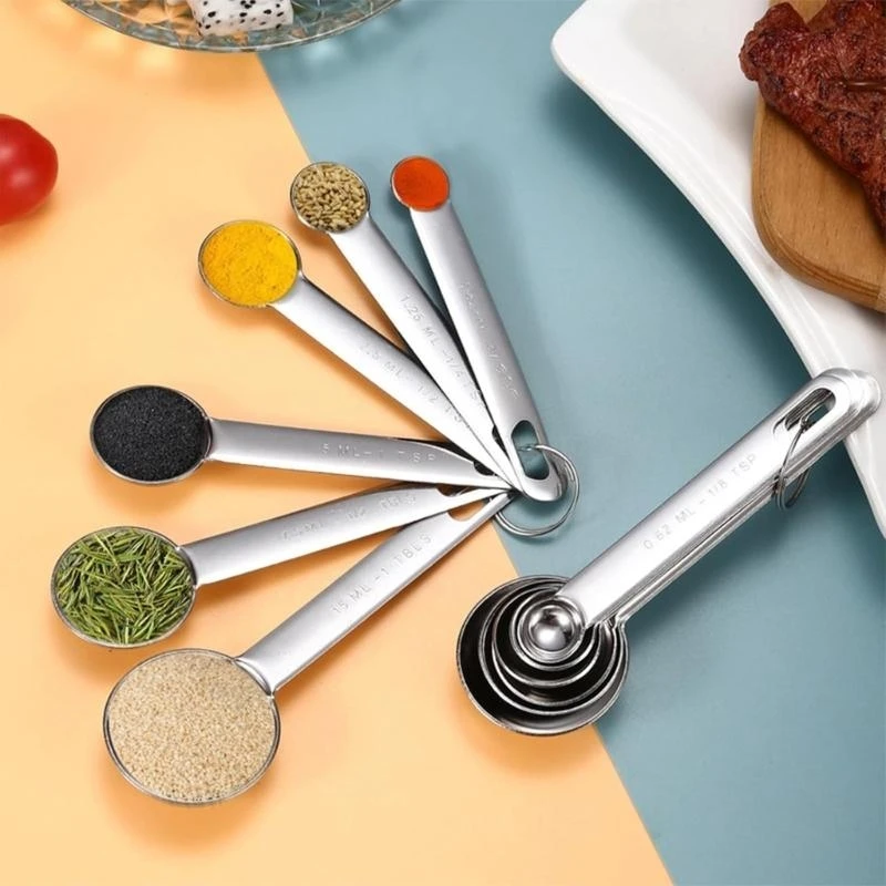  6 Piece Nonrust Steel Measuring Spoons Set Precise Kitchen Baking Tool