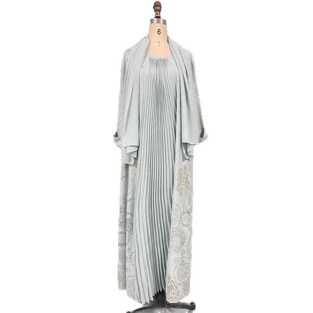 

Bronzing Abaya Dubai Kaftan Pleated Jalabiya Women Muslim Hijab Dress Turkey Caftan Marocain Femme Robe Islam Clothing Kebaya