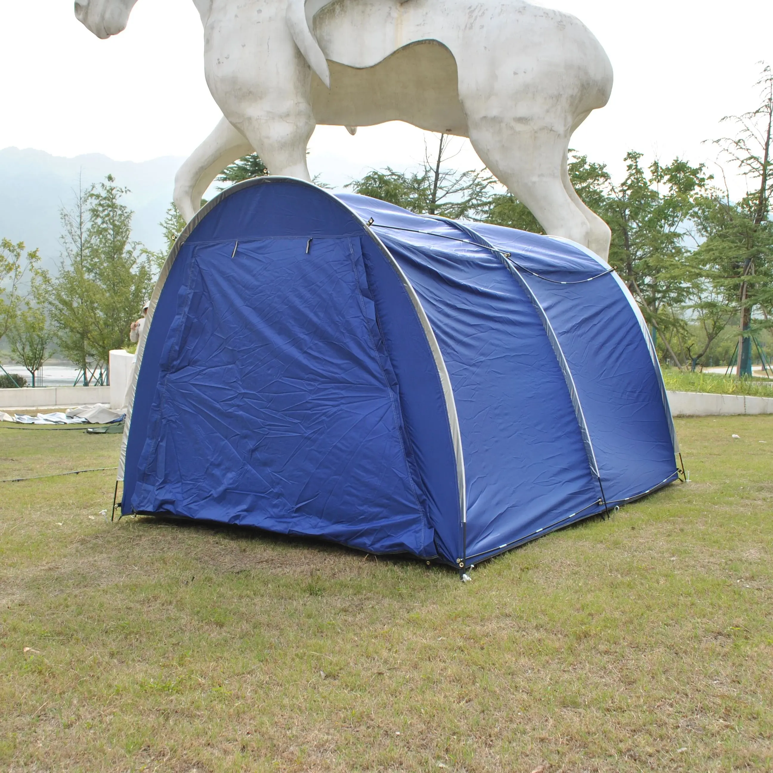 

Bike Shelter Waterproof Outdoor 2-Room Bicycle Tent Storage Shed Holds 4 Bicycles & 2 Motorcycles with Pull-Out Sun Awning