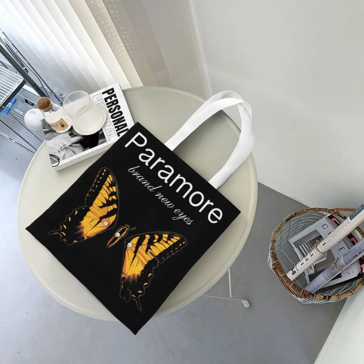 Paramore Butterfly Logo Tote Bags Women Handbag Canvas Student Connor Wilson Shoulder Bag Printed Grocery Bag