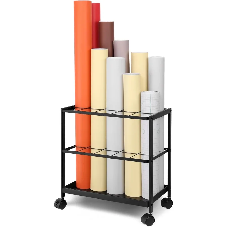 

Premium Blueprint Storage Rack Cart with 15 Slots and Double-Layer Grids for Secure Non-Slip Organization of Posters Architectu