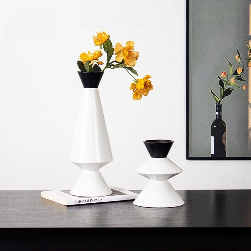 

Nordic minimalist black and white ceramic vase Ornaments Living Room Bedroom Dining Table art vase decoration home decoration