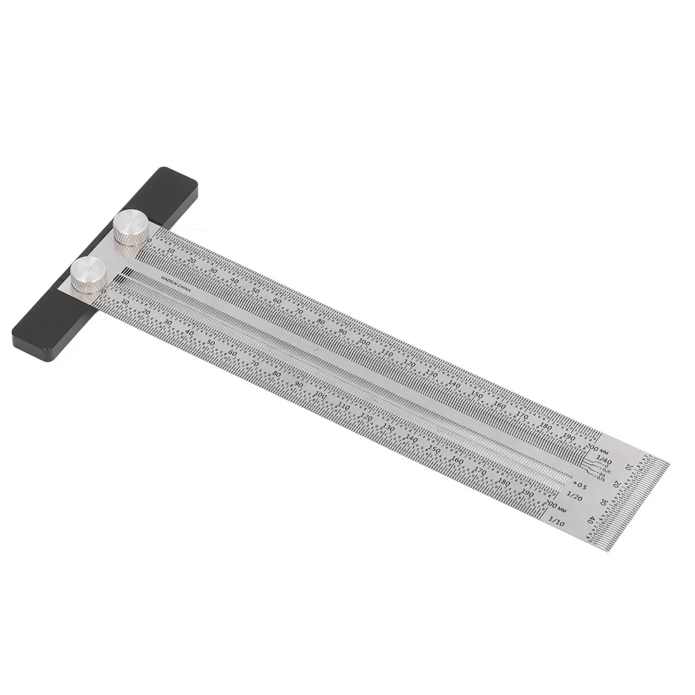 Silver Woodworking Marking Ruler Stainless Steel Measuring Length 200mm Measuring Gauge Precision Marking Tool For Woodworkers